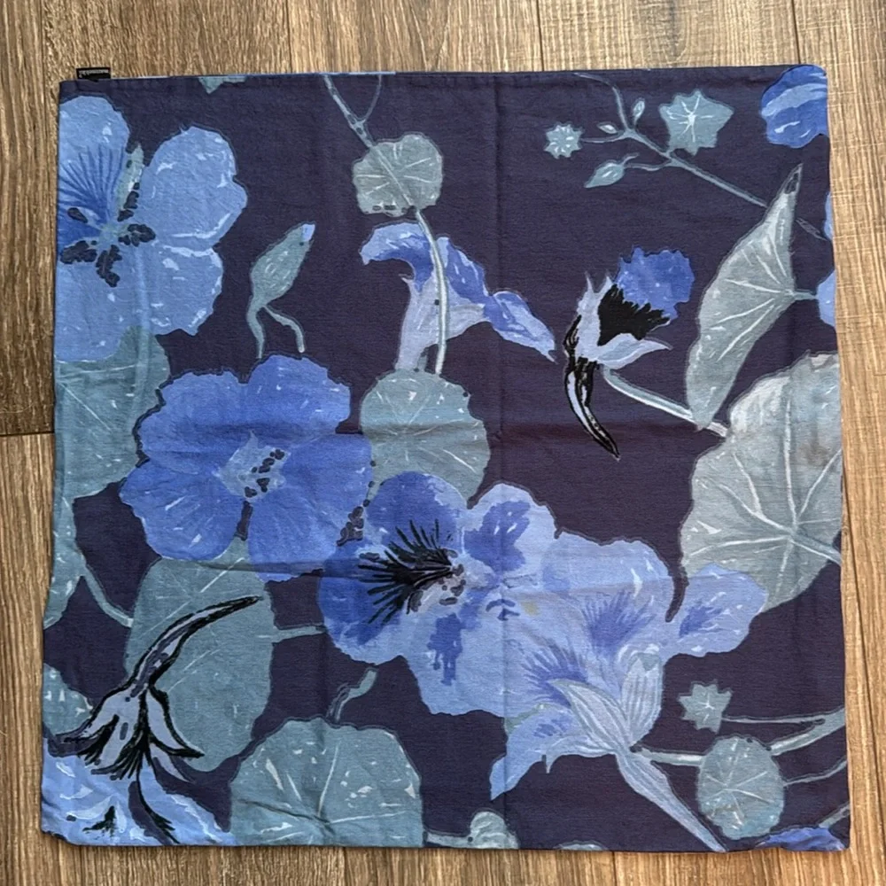Crate&Barrel Blue and Gray Floral Cushion Covers